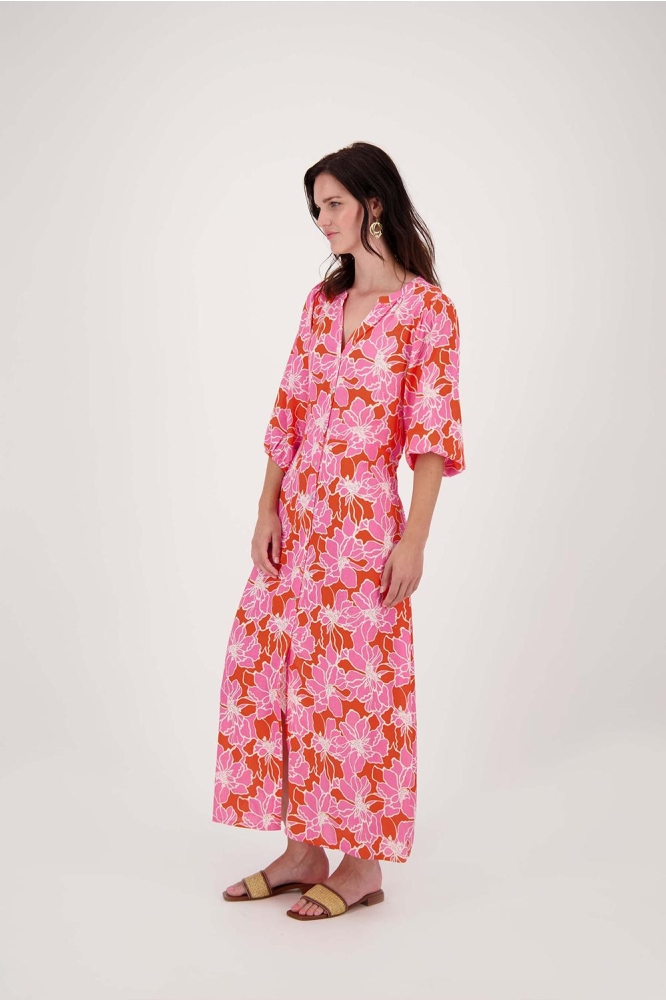 JURK MET BLOEMEN PRINT 0301 107 7191 FEL ROZE/ORANJE